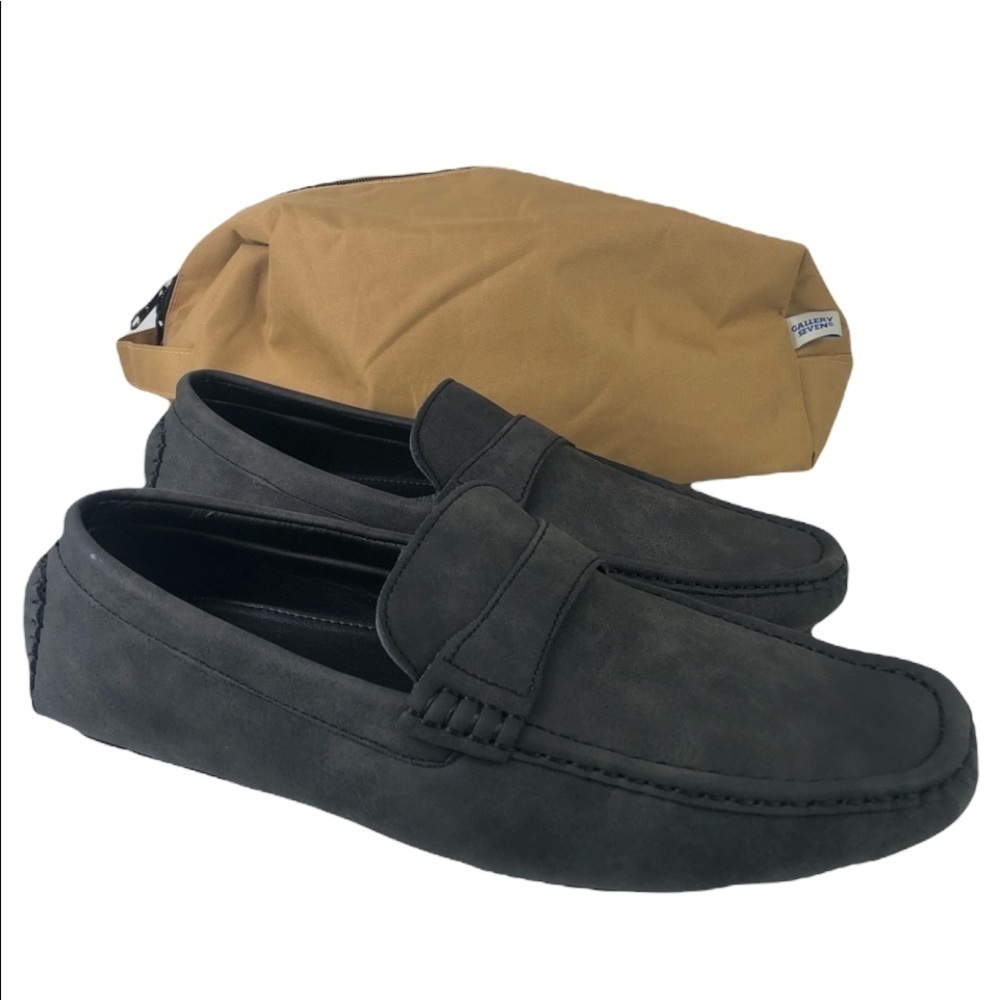 Gallery Seven Black Leather Penny Loafer Shoes